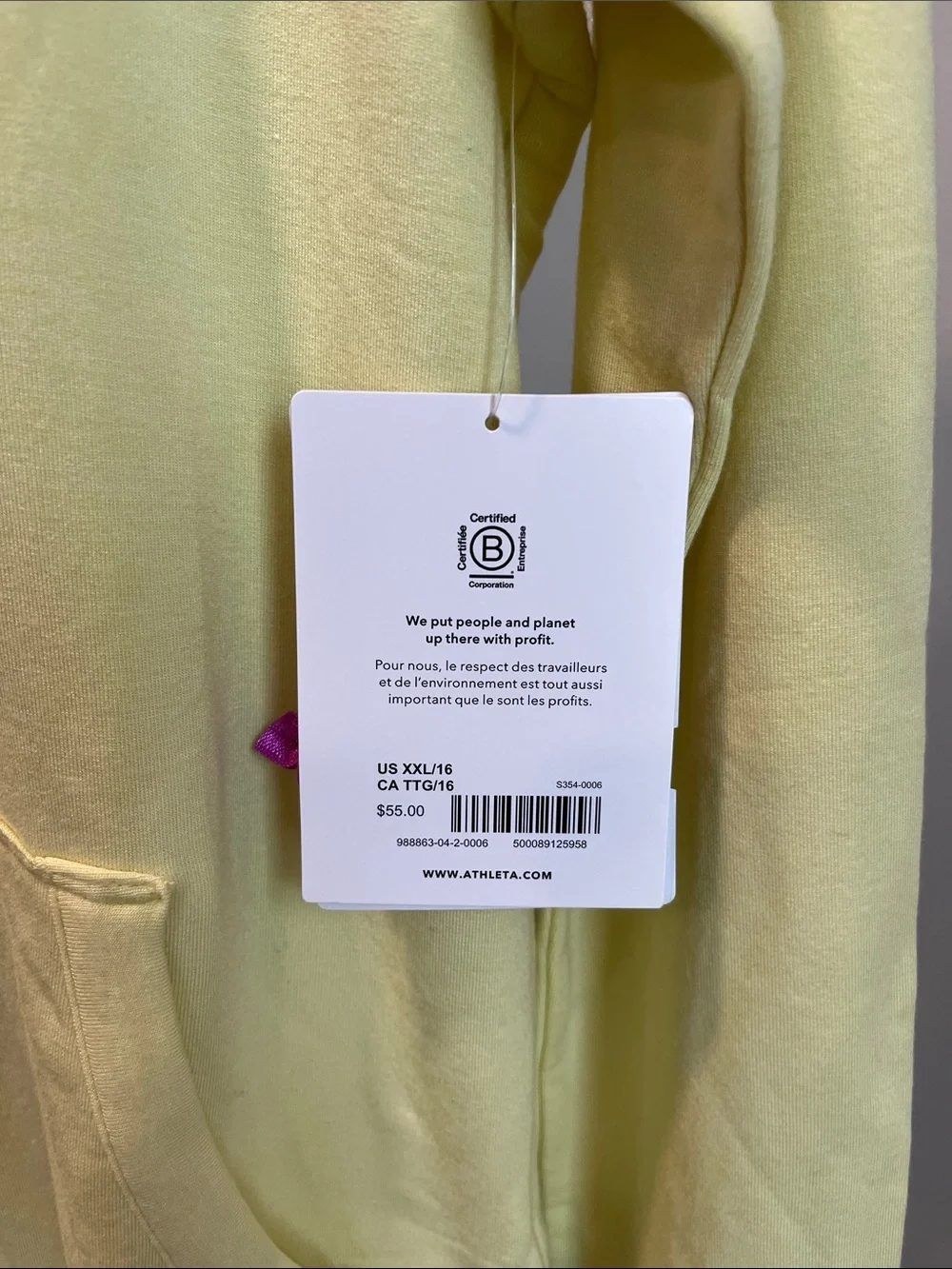 Athleta Girl Simone Biles Pale Yellow Heart Logo Hoodie Sweater Retail $55